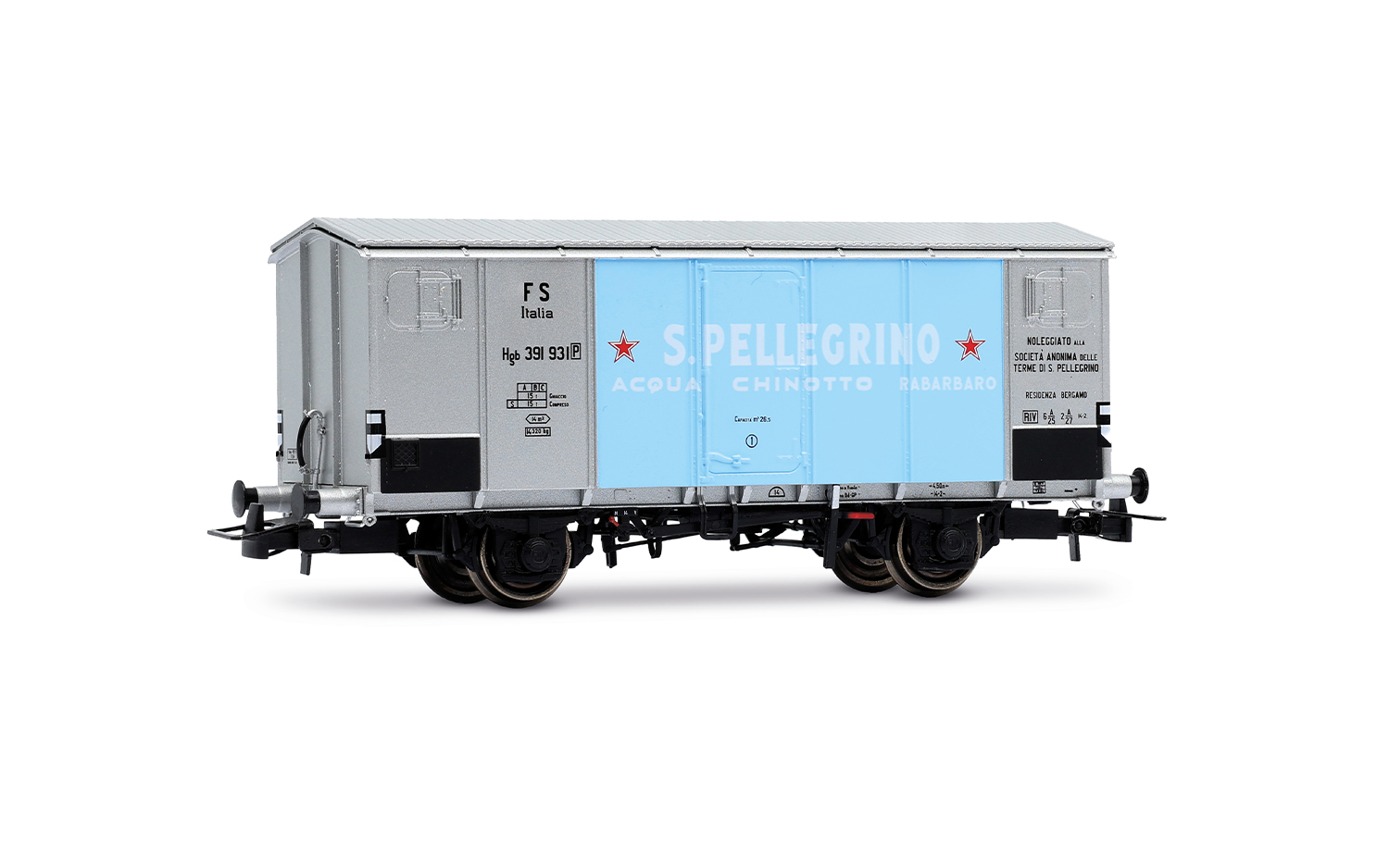 Rivarossi HR6712 FS, 2-achs. Kühlwagen Hgb, Metallaufbau, silberne Farbgebung