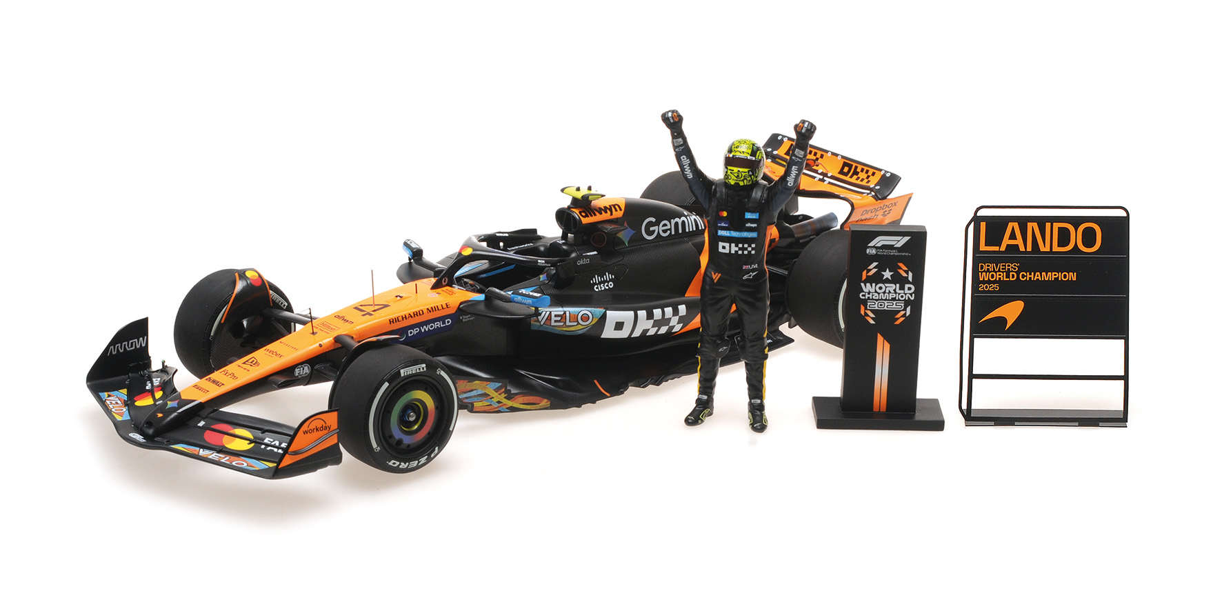 Minichamps 537254104 LANDO NORRIS WORLD CHAMPION 2025 1:18 NEU OVP