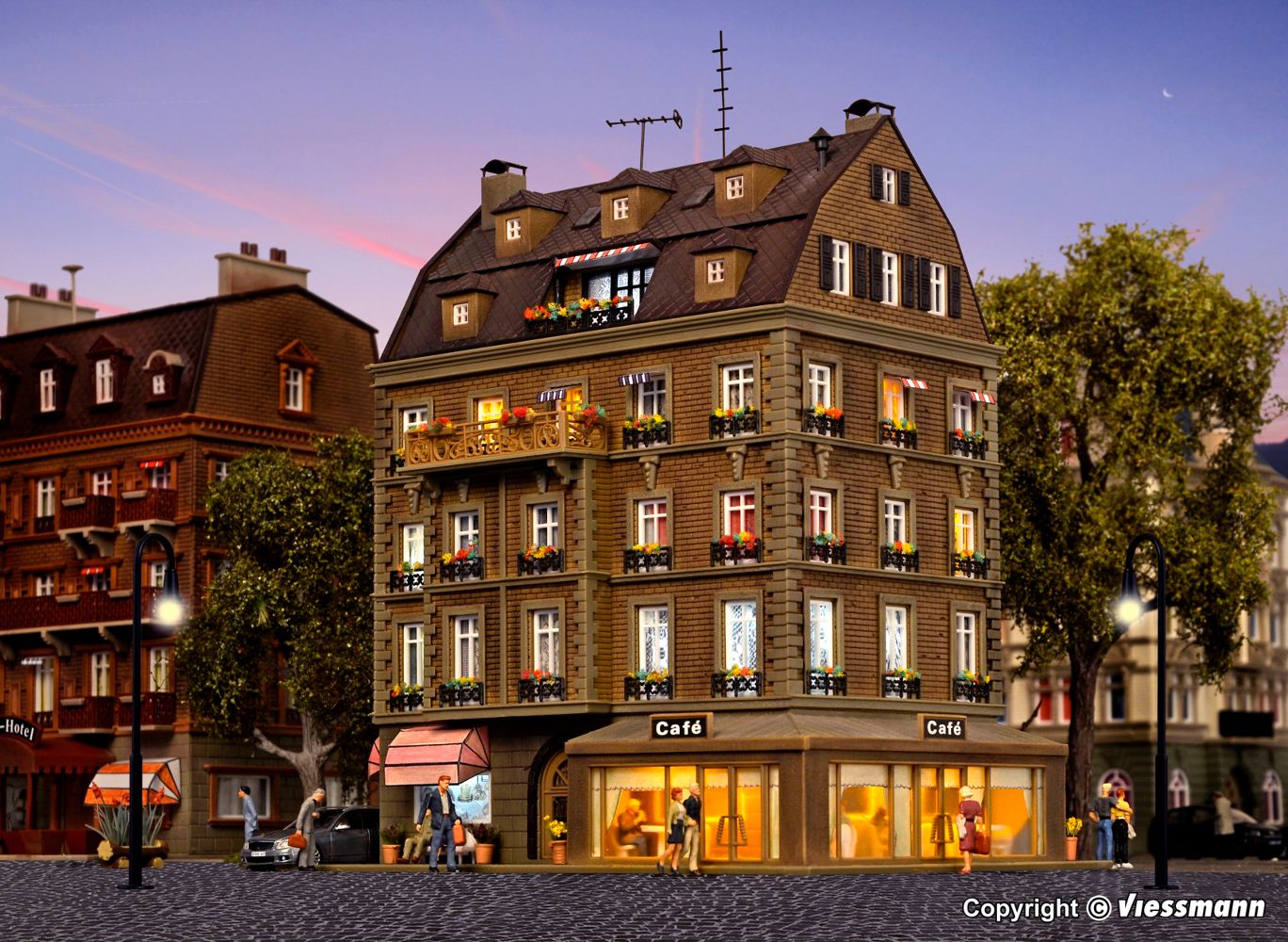 Vollmer 43783 Café m. Inneneinrichtung + LED-Beleuchtung Spur H0
