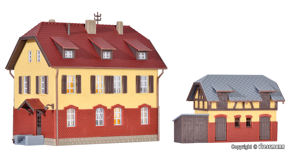 Kibri 37112 Eisenbahnergebäude mit Nebengebäude 1:160 Spur N