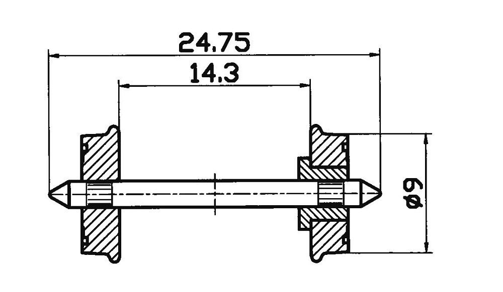Roco 40266 DC-RP-25-Radsatz einseitig isoliert 2 Stück 1:87 Spur H0