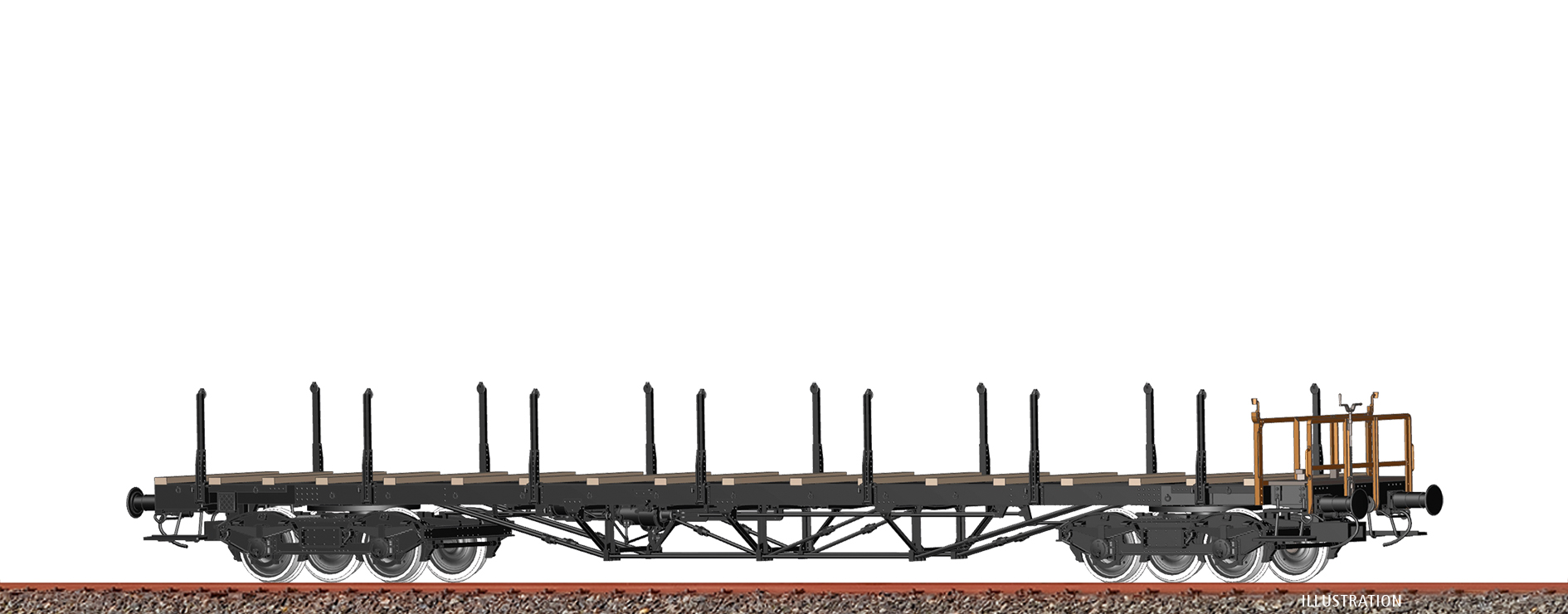 Brawa 50654 Drehgestellflachwagen Rkmo DR 1:87 Spur H0 DC Neu