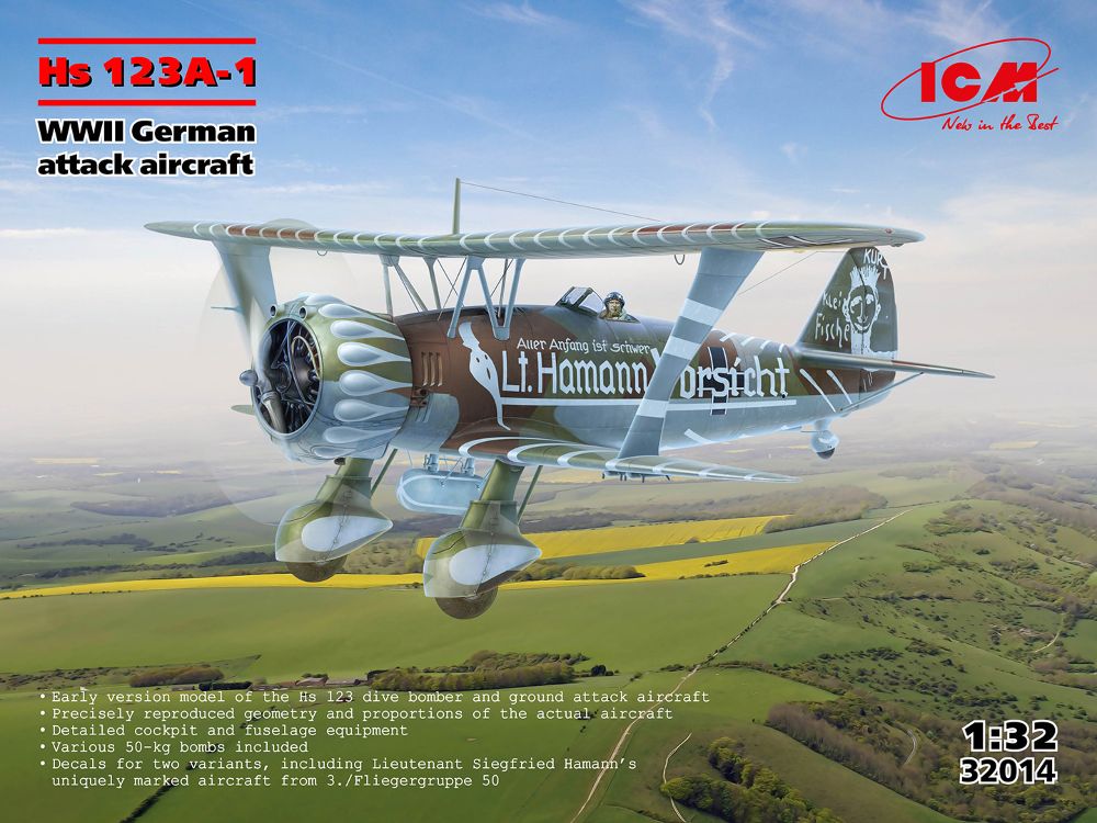 ICM 32014 Hs 123A-1 WWII German attack aircraft 1:32 Bausatz
