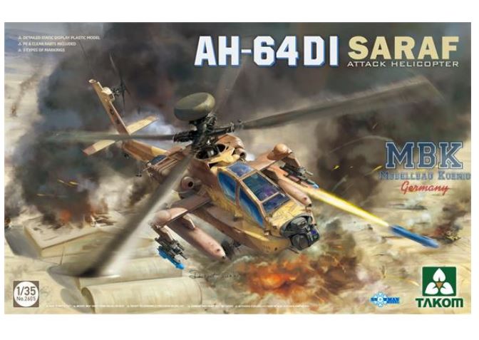 Takom 2605 AH-64DI SARAF Attack Helicopter 1:35 Bausatz Neu
