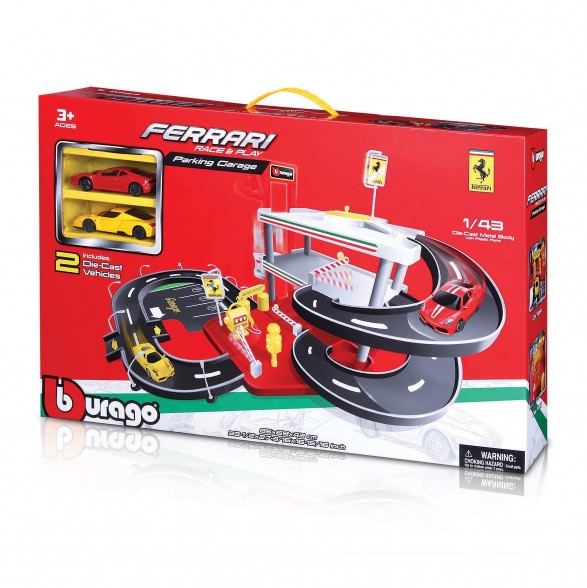 Bburago 18-31204 Ferrari R&P 1:43 "ParkingGarage" inkl. 2 Fahrzeugen