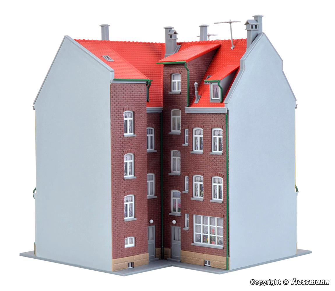 Kibri 38350 Eckhaus inkl. Hausbeleuchtungs-Startset 1:87 Spur H0