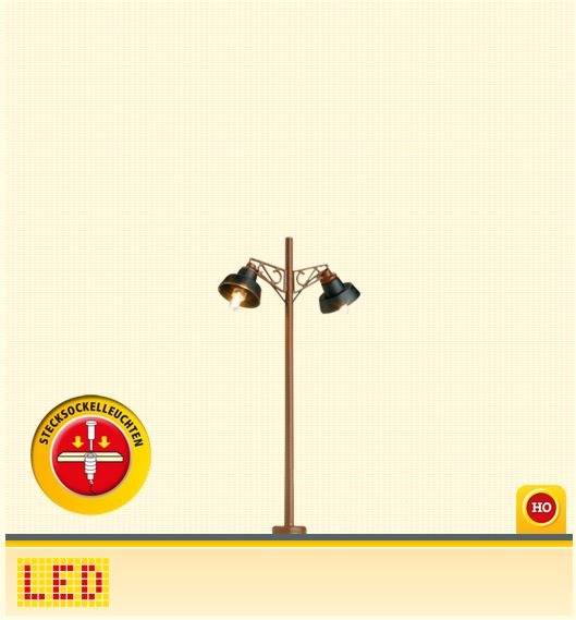 Brawa 84147 Holzmastleuchte doppelt Stecksockel LED 1:87 Spur H0