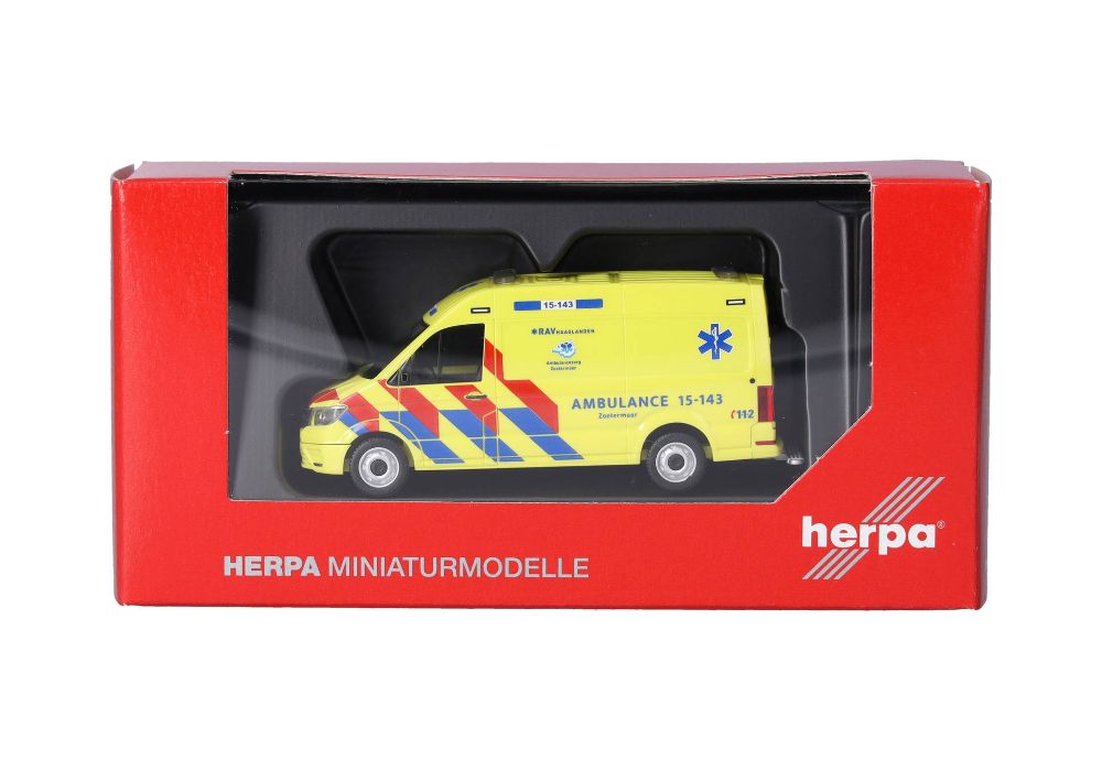 Herpa 098694 MAN TGE Kasten HD "Ambulance 15-143" NL 1:87 NEU