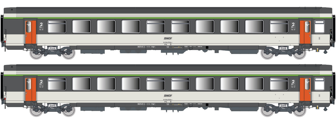 LS Models 41220 2er Set Personenwagen VTU B11rtu+B11tu SNCF, Ep.IV Spur H0