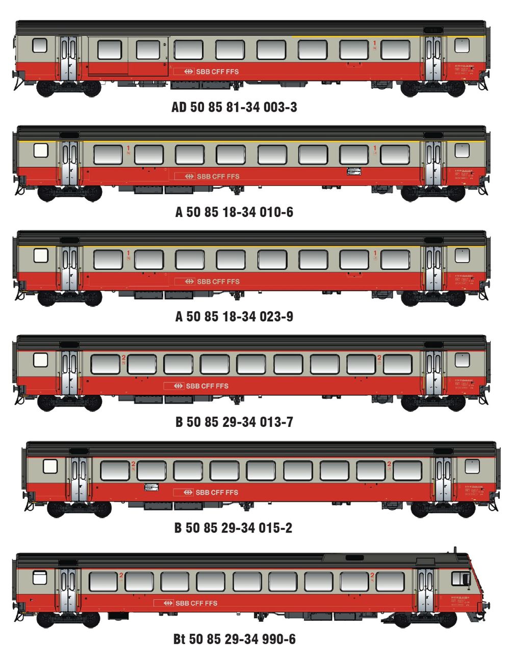 Models World MW2109DC 6er Set Personenwagen EW III SBB Ep.IV Spur H0