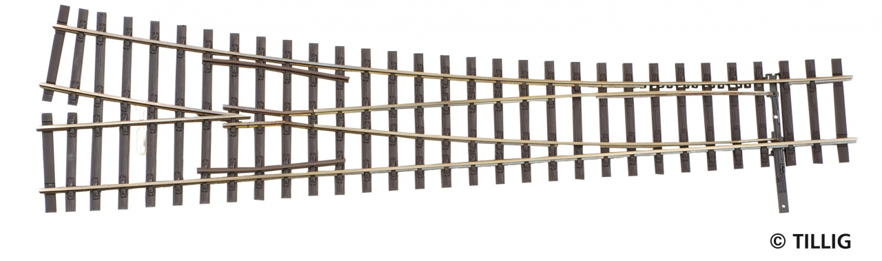 Tillig 85343 Weiche rechts Herzstückwinkel 11° Abzweig 15° Spur H0