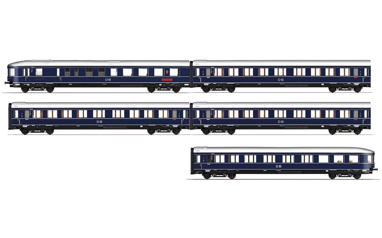 Rivarossi HR4389 DB, 5-tlg. Zugset „Blauer Enzian“ in blauer Farbgebung, Ep.