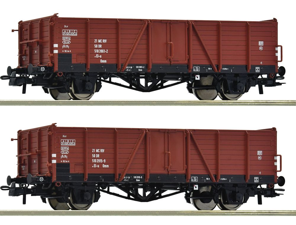 Roco 6600194 2-tlg Set Offene Güterwagen El-u „Villach“ DR Spur H0