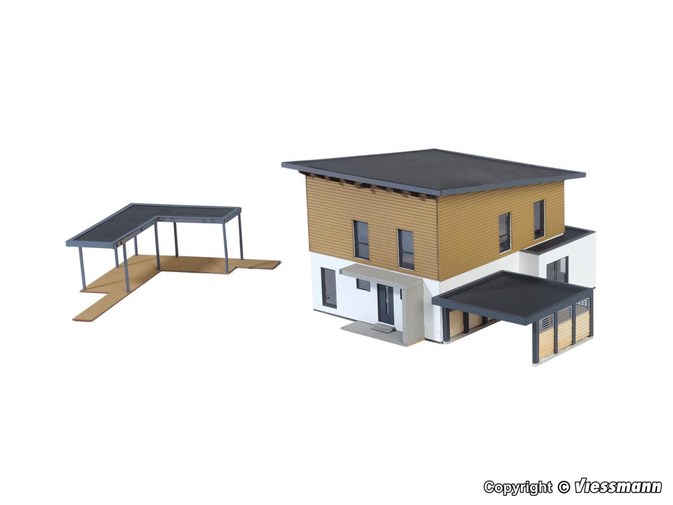 Kibri 38337 Kubushaus Saskia mit Carport Polyplate 1:87 Spur H0