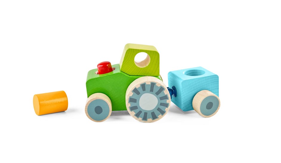 HABA 2013391001 Entdeckerfahrzeug Traktor Legetafen 12 Holzteile NEU OVP