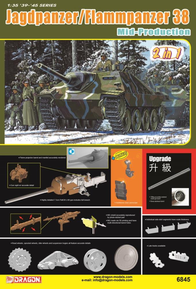 Dragon 6845 Jagdpanzer/Flammpanzer 38 Mid Production 1:35 Neu