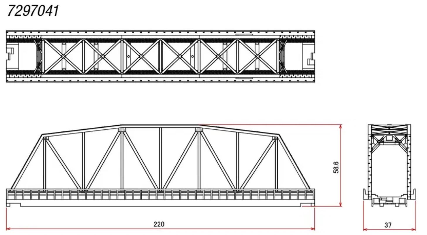 Rokuhan R041 Kastenbrücke 1-gleisig 220 mm grün ohne Gleis Spur Z