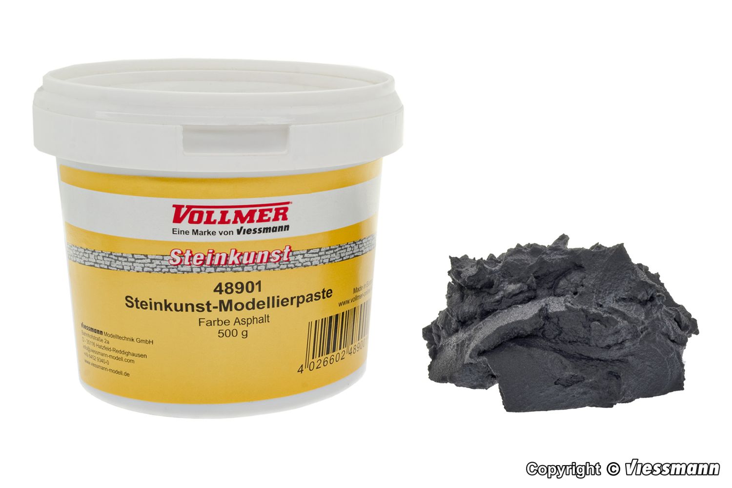 Vollmer 48901 Steinkunst-Modellierpaste Farbe Asphalt 500 g Spur H0