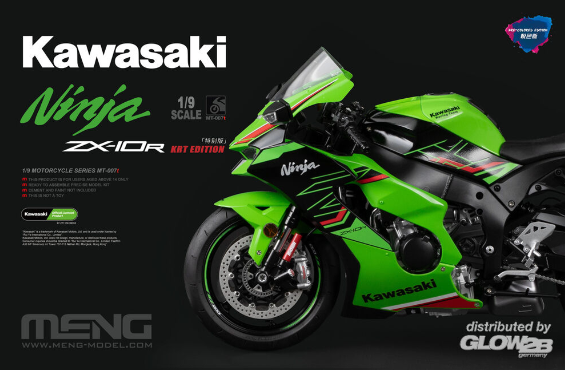 Meng Model MT-007t Kawasaki Ninja ZX-10R KRT Edition (Pre-colored) 1:9