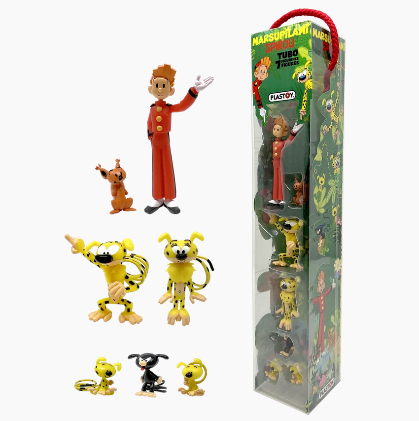 Plastoy 070389 Marsupilami Familie, Spirou & Pips NEU OVP 7 Figuren