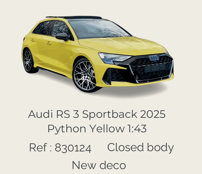 Norev 830124 Audi RS 3 Sportback 2025 Python Yellow 1:43