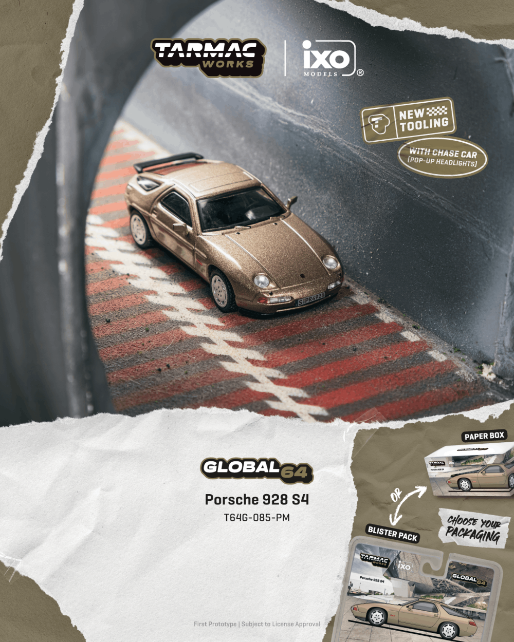Tarmac Works T64G-085-PM 1:64 PORSCHE 928 S PLATINUM METALLIC 1992