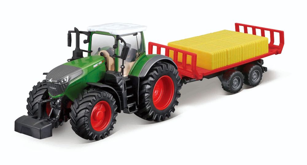 Bburago 18-31674 Traktor Fendt mit Heuballen-Transporter 10 cm NEU