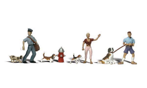 Woodland Scenics A2768 Leute und Hunde 1:45 Spur 0 Neu OVP Figuren Tiere