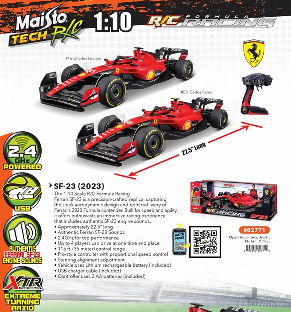 Maisto 82771 "Premium" Ferrari SF-23 ´23 (2,4 GHz) mit Sound #16 Leclerc