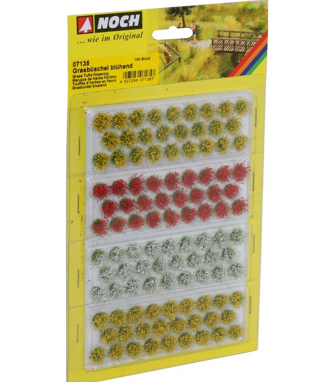 Noch 07135 Grasbüschel “blühend” gelb rot weiß 104 Stück 6 mm