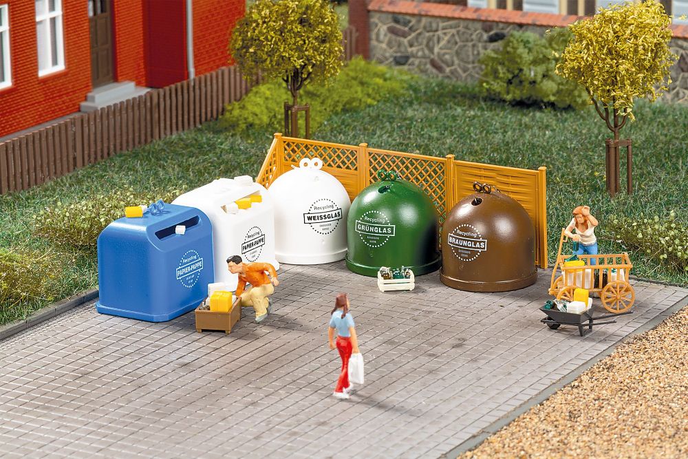 Auhagen 41695 Recycling-Container mit Zubehör 1:87/1:120 Spur H0/TT