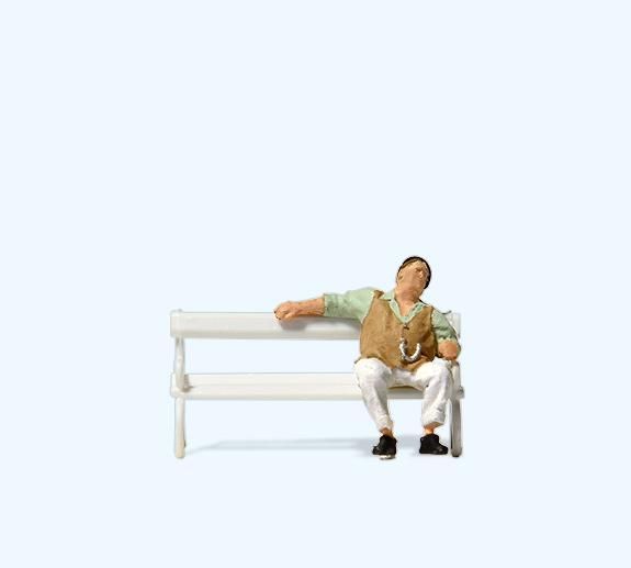 Preiser 28274 Mann auf Parkbank 1:87 Spur H0 Neu OVP Figur