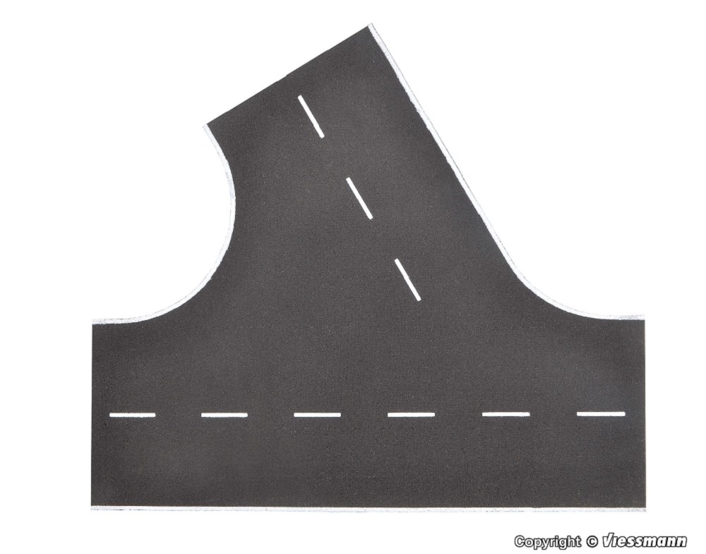 Vollmer 48264 H0 Straßenplatte Asphalt aus Steinkunst,60°-Einmündung nach