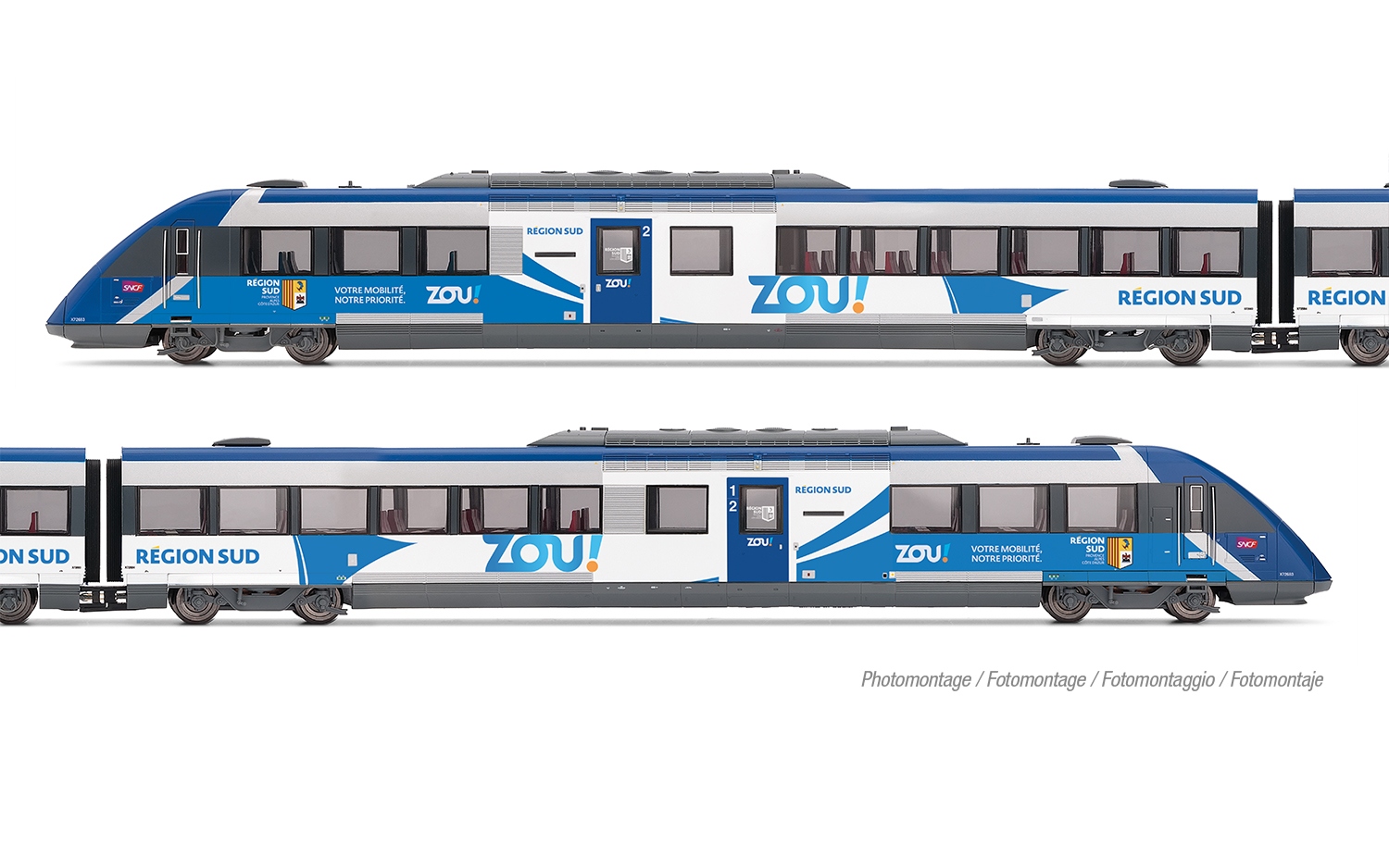 Jouef HJ2482 SNCF, 2-tlg. Dieseltriebwagen X 72500 „PACA ZOU”