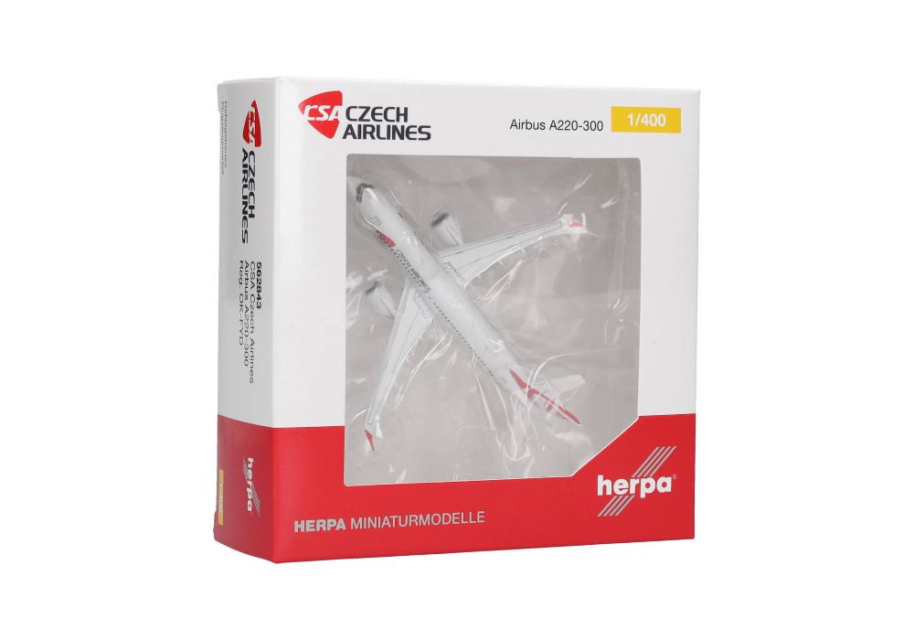 Herpa 562843 CSA Czech Airlines Airbus A220-300 1:400 Standmodell