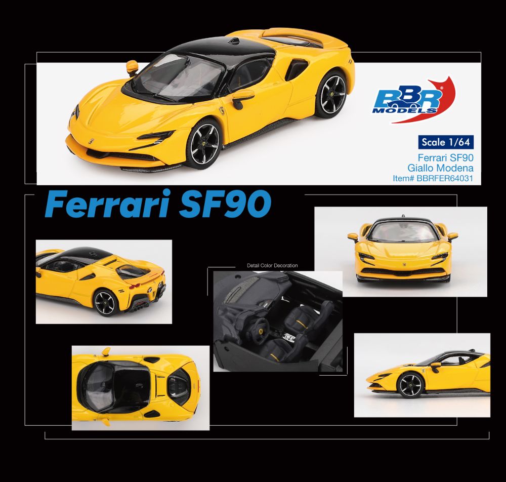 BBR BBRFER64031 FERRARI SF90 GIALLO MODENA 2024 1:64 NEU OVP