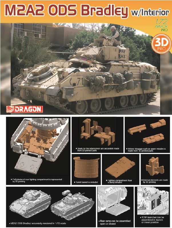 Dragon 7414 M3A2 ODS Bradley w/Interior 1:72 Bausatz Neu OVP