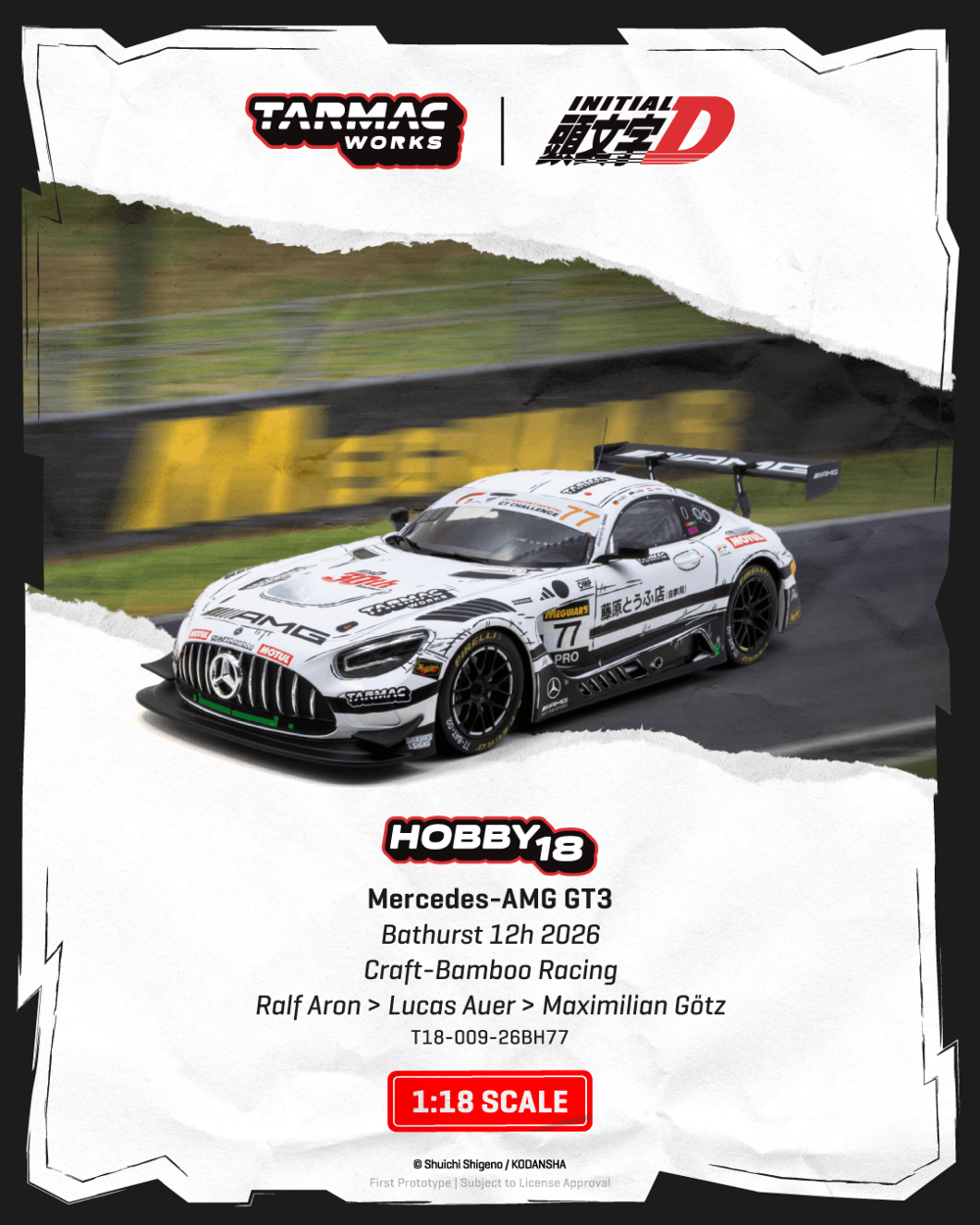Tarmac Works T18-009-26BH77 1:18 MERCEDES-BENZ AMG GT GT3 #77 RALF ARON