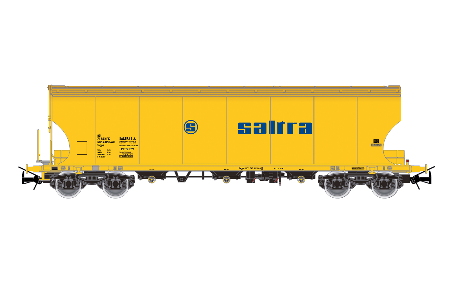 Electrotren HE6091 RENFE, 4-achs. Getreidesilowagen „Saltra“, gelb mit blauem L