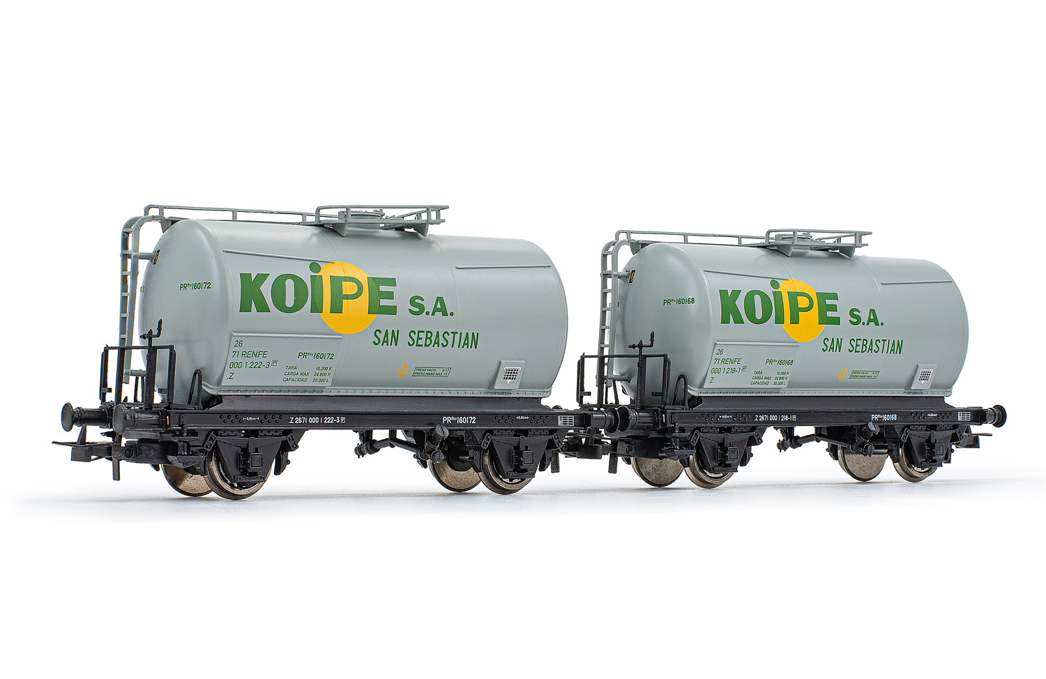 Electrotren HE6029 RENFE, 2-unit set of 2-axle tank wagons, grey livery
