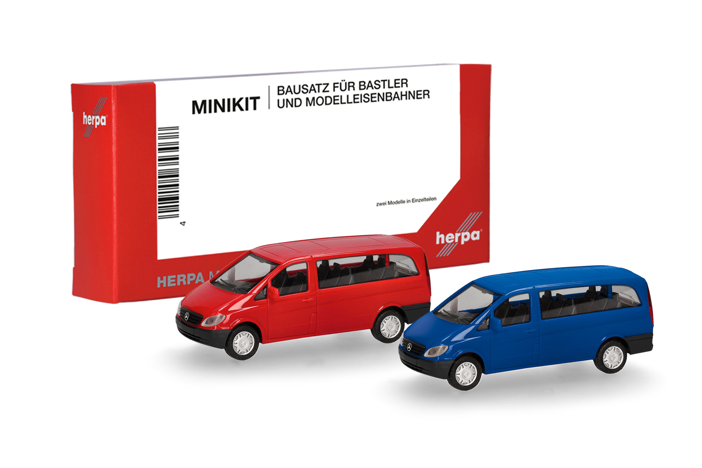 Herpa 014236 MiKi MB Vito Bus 2003 rot/blau