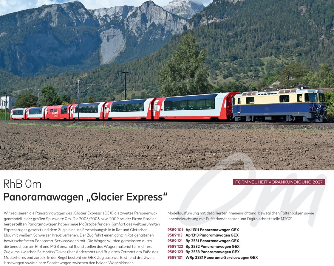 Bemo 9589131 RhB WRp 3831 Servicewgn "Glacier Express" Spur 0m