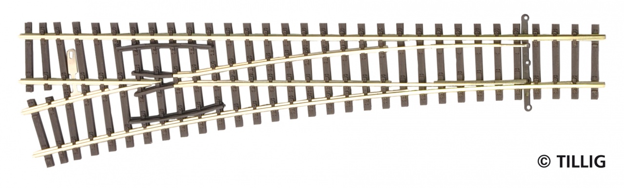Tillig 83332 EW2 links Abzweig 15° Radius 631 1:120 Spur TT Neu