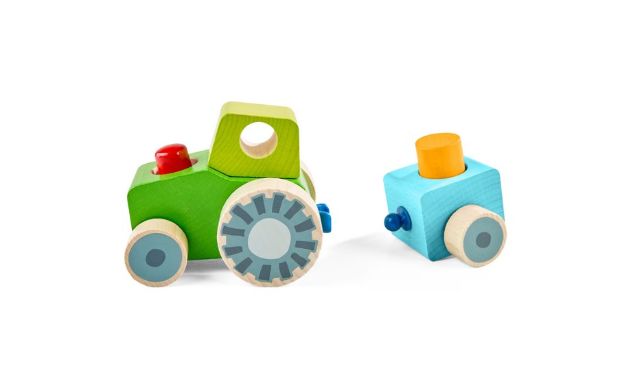 HABA 2013391001 Entdeckerfahrzeug Traktor Legetafen 12 Holzteile NEU OVP