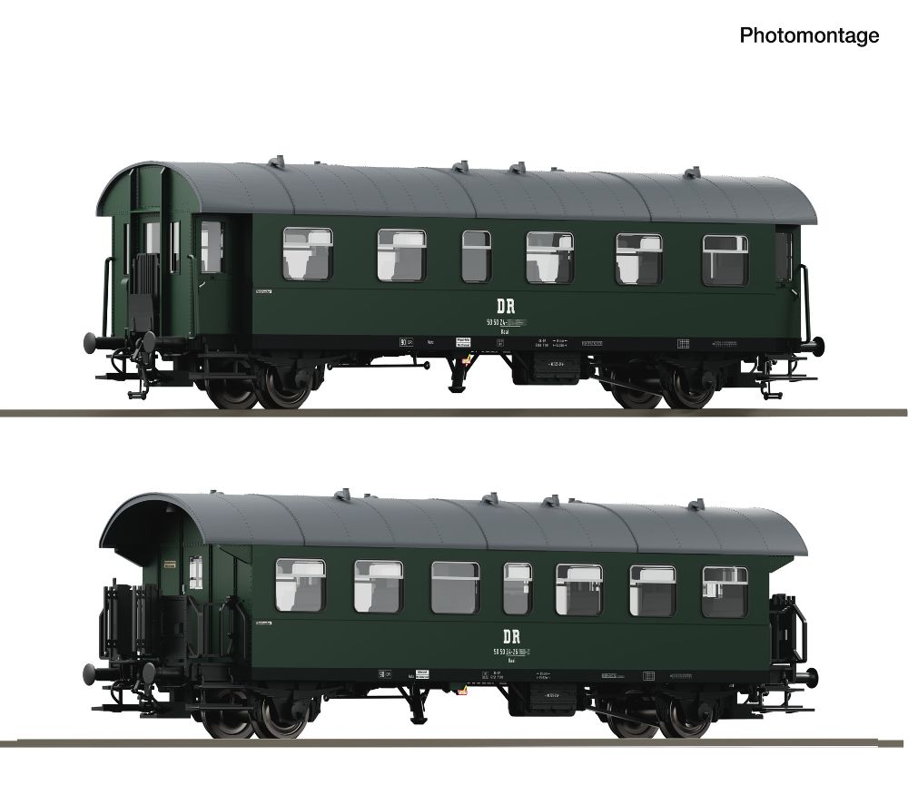 Roco 6280085 2er Set Personenwagen Donnerbüchse Reko DR Spur TT