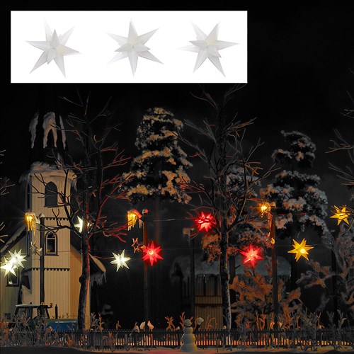 Busch 5414 3 weiß leuchtende Weihnachtssterne 1:87 Spur H0 NEU
