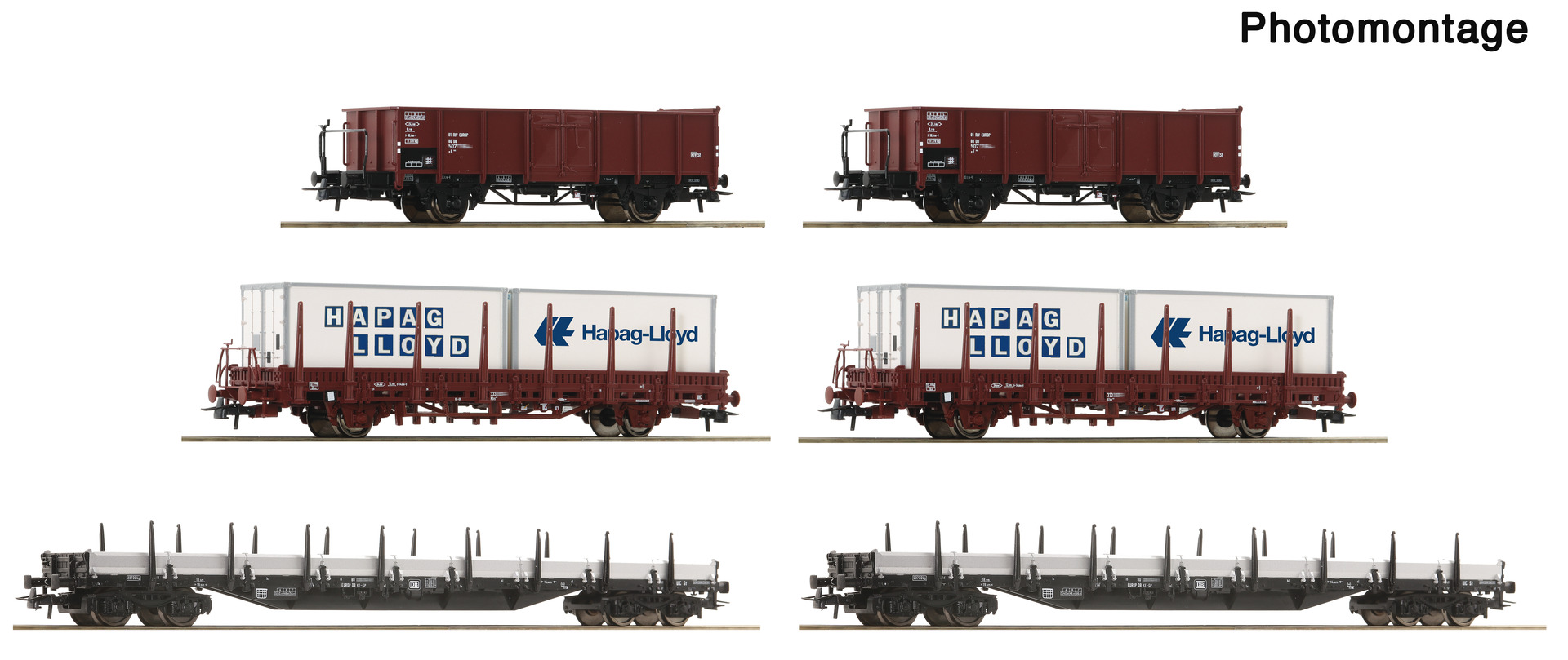 Roco 6600334 Display: Rangierbahnhof/Offene Güterwagen 6-tlg. Display