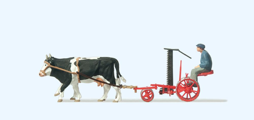 Preiser 30443 Mähmaschine mit Kühen