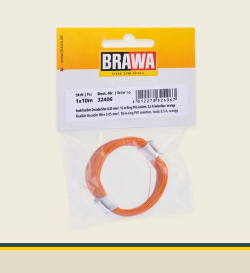 Brawa 32406 Hochflexible Decoderlitze 0,05 mm² orange Neu OVP