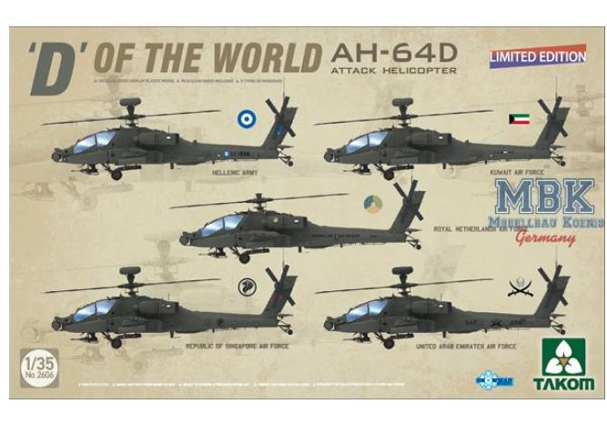 Takom 2606 D of the World AH-64D Attack Helicopter LIMITED 1:35
